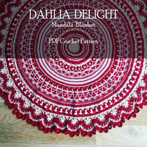 Crochet Mandala Pattern Christmas, Dahlia Delight Mandala Blanket Crochet Pattern, Crochet Afghan, Tree Skirt Crochet Pattern 5