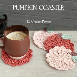 Fall Crochet Pattern, Pumpkin Coaster Crochet Pattern, Crochet Mug Rug Fall Decor, DIY Crochet Pumpkin Decor