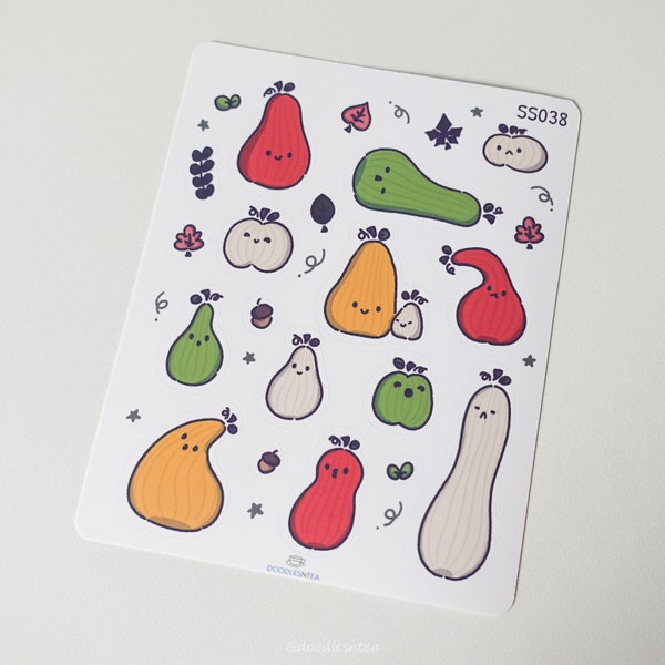 Decorative Gourd Stickers for Bullet Journals |  Matte Sticker Sheet