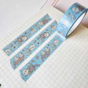 Ruban adhésif Washi en métal argenté représentant de jolies loutres de mer pour le scrapbooking et les Bullet Journals | Ruban adhésif esthétique pour les amateurs de loutres de mer
