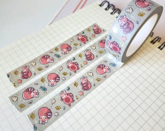 Rolling Red Pandas Gold Foiled Washi Tape for Bullet Journals | Full Roll Washi Tape for Red Panda Lovers