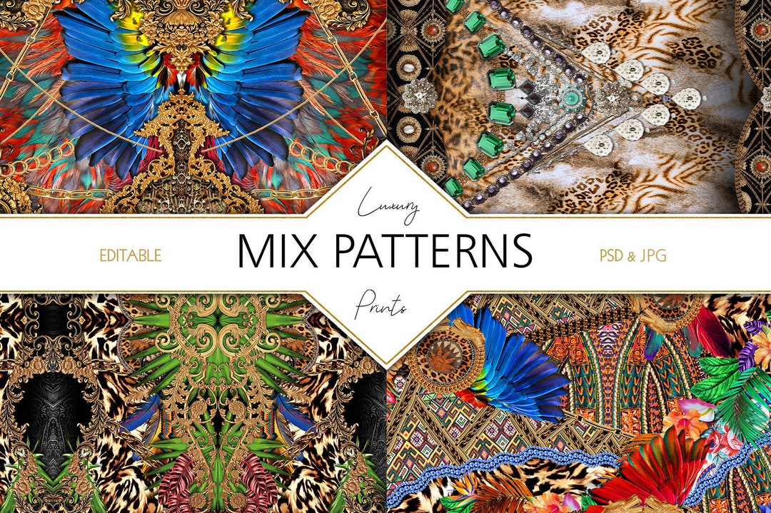 Mix Pattern Design Mix Patterns Pattern With Seamless Fabric Clipart Instant Download ...