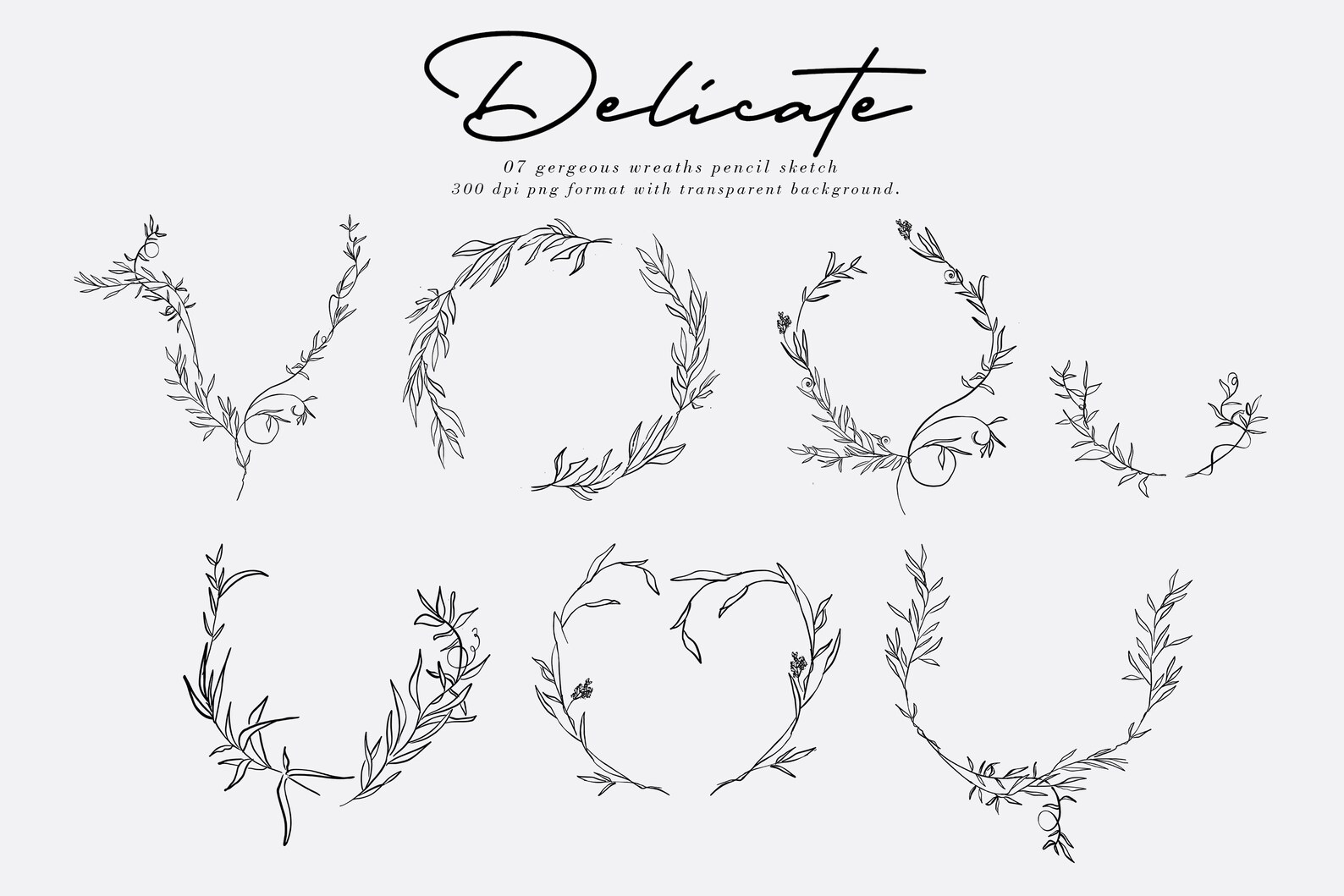 Delicate Hand Drawn Floral Line Clip Art Leaf Floral Clipart - Etsy