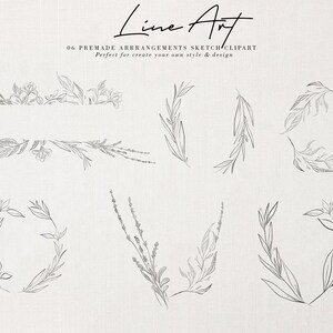 Handwriting Leaf Line Art Clip Art Floral Elements Line Art - Etsy
