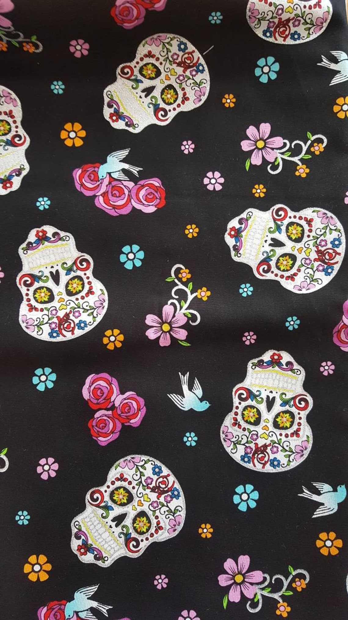 Sugar Skull Fabric, Dia De Los Muertos Fabric, Day If the Dead Fabric ...