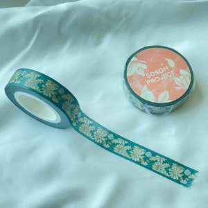 Bloemenpatroon Washi-tape, madeliefje, met de hand geïllustreerde afplakband | Voor cadeauverpakking, kaarten maken, dagboekdecoratie
