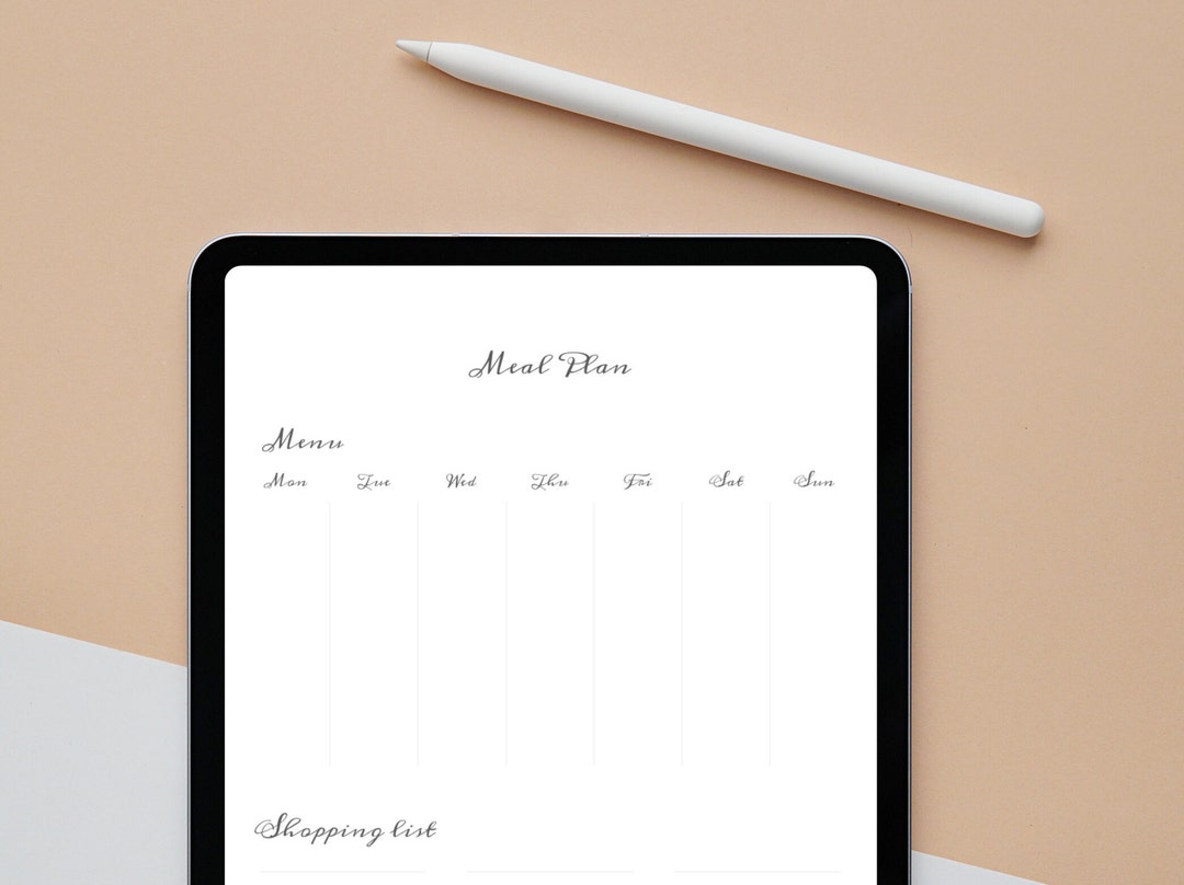 Digital & Printable Weekly Meal Planner, Minimalist Planner - Etsy