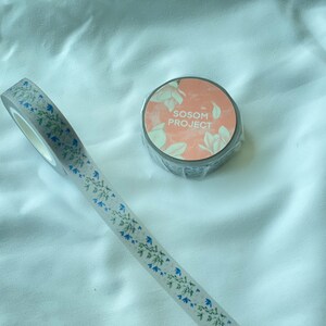 Bloemenpatroon Washi Tape, Delphinium, met de hand geïllustreerde afplakband | Voor cadeauverpakking, kaarten maken, dagboekdecoratie