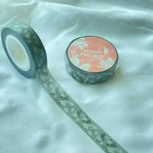 Bloemenpatroon Washi Tape, Magnolia, met de hand geïllustreerde afplakband | Voor cadeauverpakking, kaarten maken, dagboekdecoratie