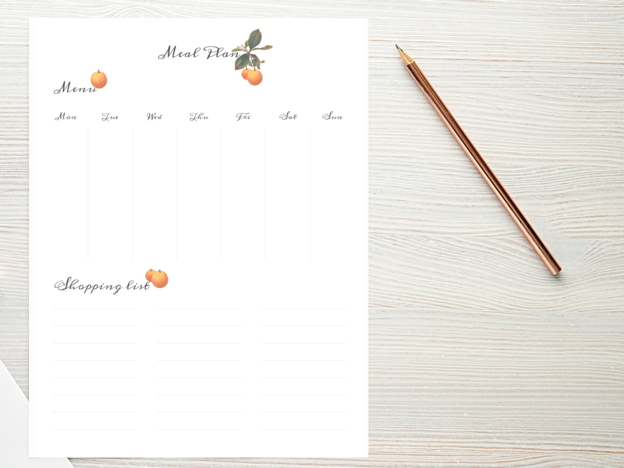 Digital & Printable Weekly Meal Planner Minimalist Planner - Etsy