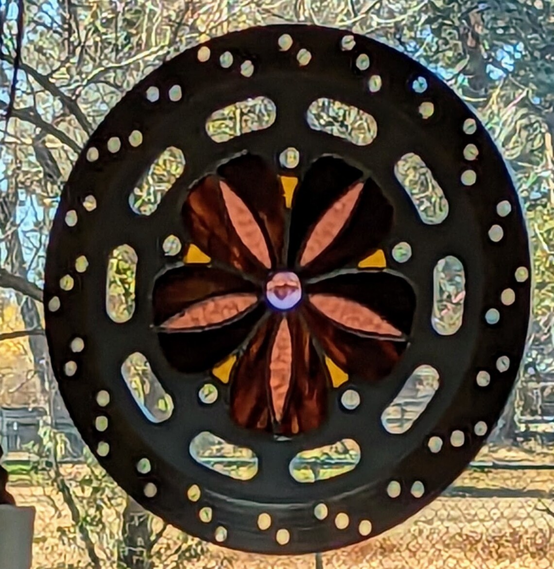 Stained Glass in Repurposed Motorcycle Disc - Etsy