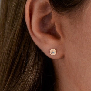 Small Evil Eyes earrings studs rose gold eye earrings dainty earrings delicate small minimalist studs second piercing earrings turquoise image 1