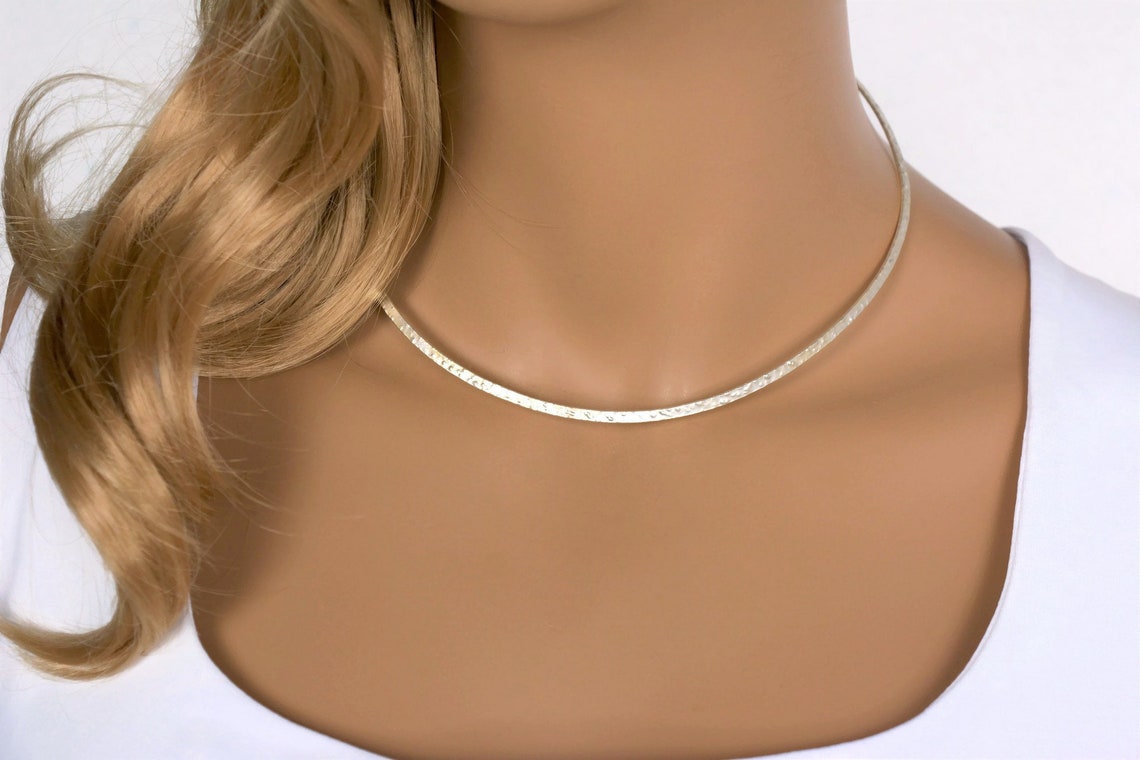 Gold filled choker Necklace Thin gold choker hammered necklace Etsy