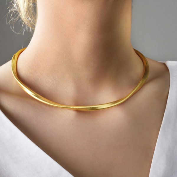 Collier tour de cou en or tour de cou minimaliste en or mat or brossé collier ouvert collier torsadé réglable or délicat