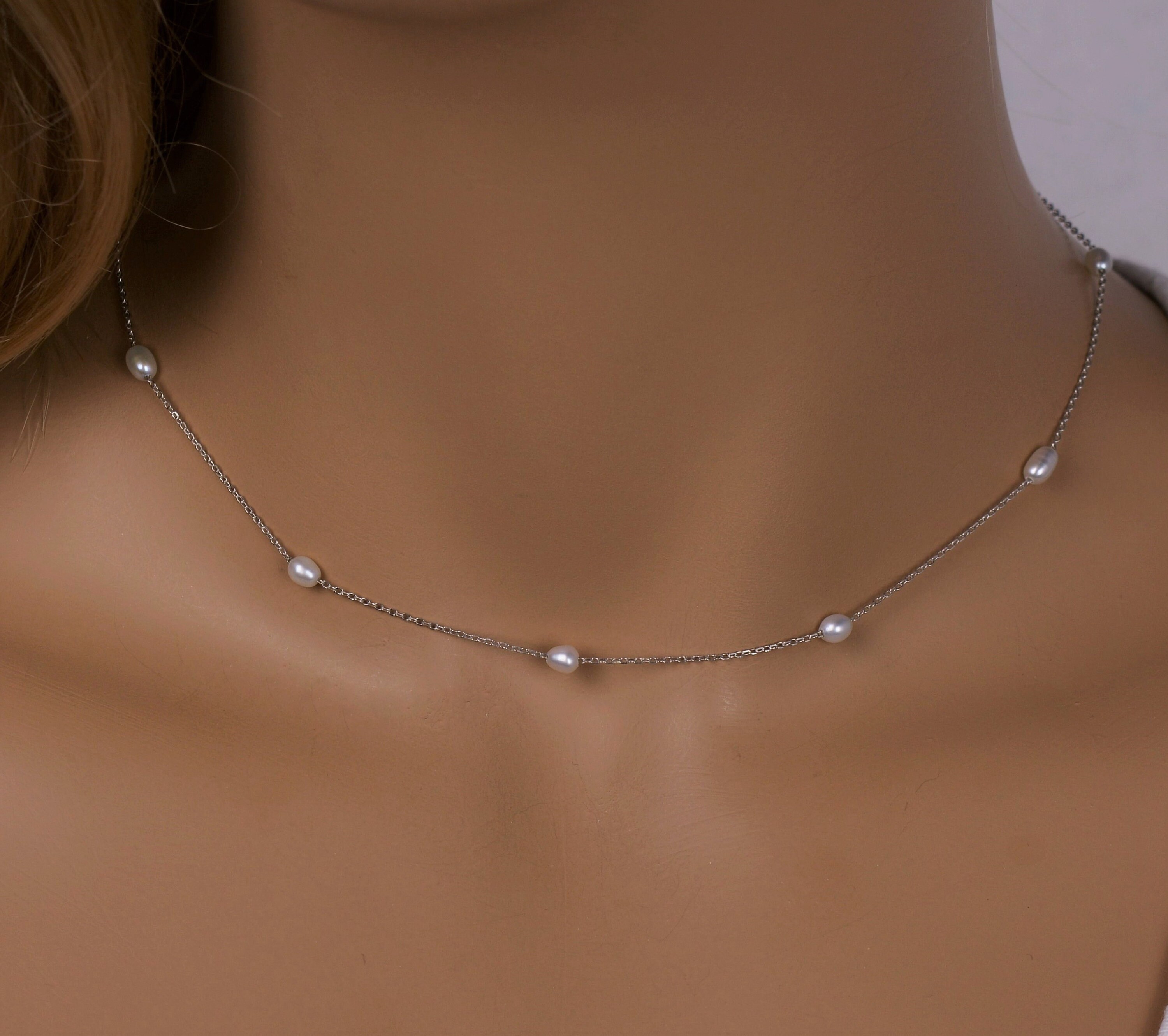 Delicate pearls neckace choker tiny pearls choker necklace Etsy