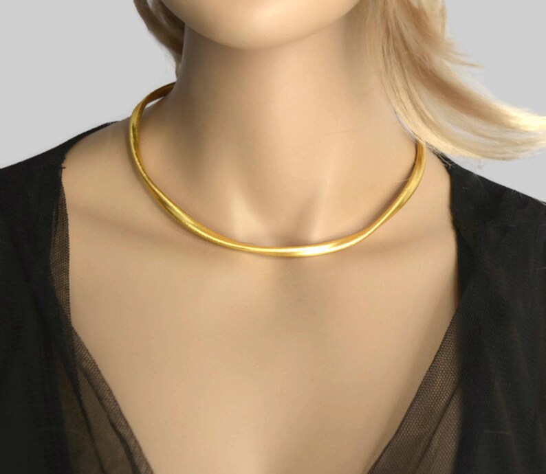 Gold Filled Choker Necklace Minimalist Matte Gold Statement Etsy