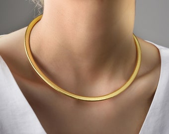 Gold Collar choker necklace minimalist matte gold choker statement necklace brushed gold open collar necklace adjustable delicate minimalist