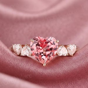 Pink Heart Ring - Etsy