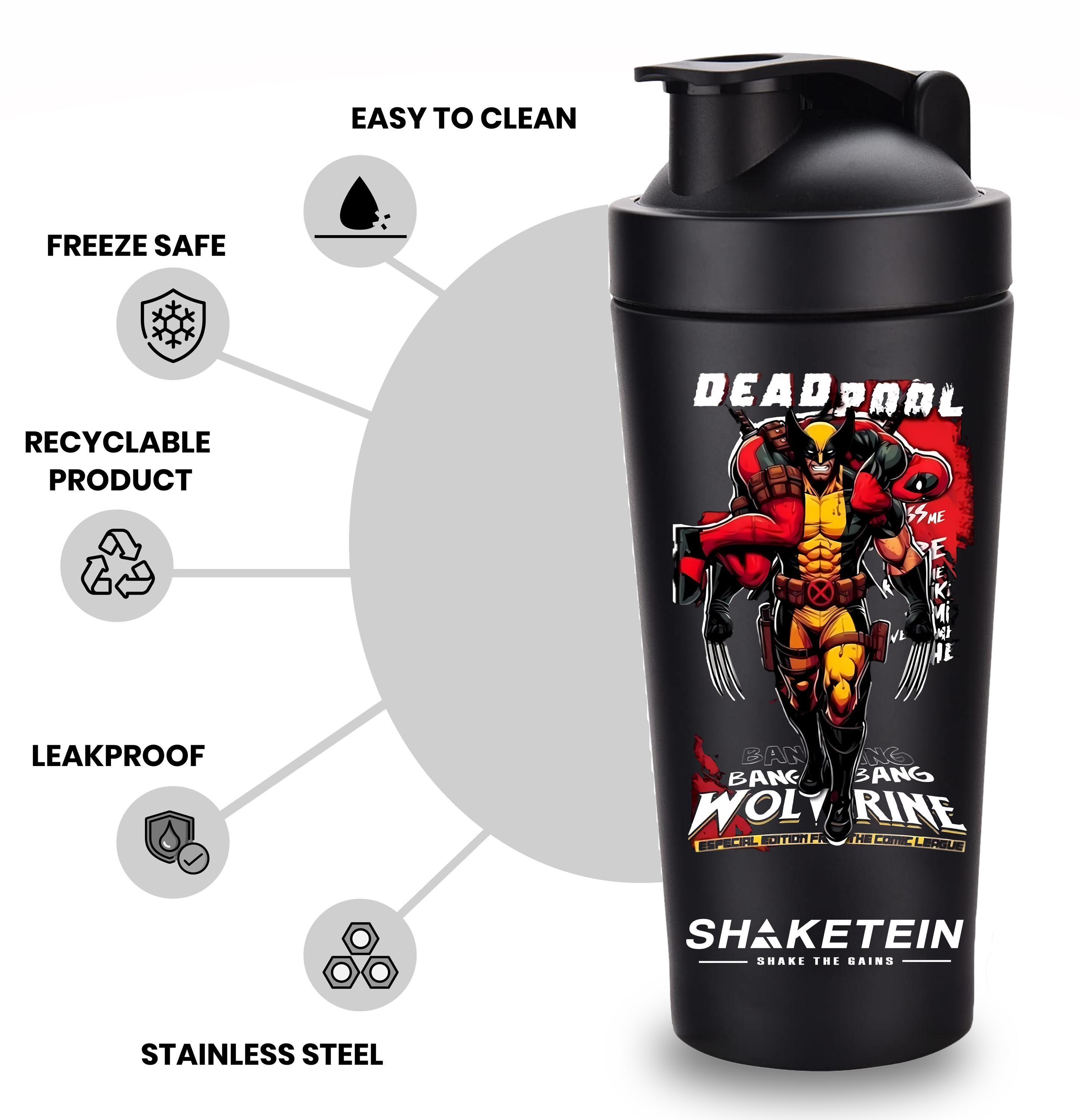 Personalized Deadpool Wolverine Gym Shaker Bottle: 750ml