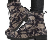 Skull Boots , Dia De los Muertos,Gothic Hiking Boots,Women Boots, Dead of the day,Vegan Leather Boots, Combat Style Boots,Goth Winter Boots,