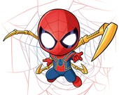 Vector Chibi Spiderman Clipart. Baby Spiderman. Instant download cdr eps ai pdf png