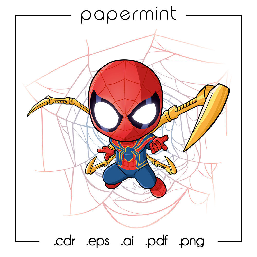 Vector Chibi Spiderman Clipart Bebe Spiderman Descarga Etsy
