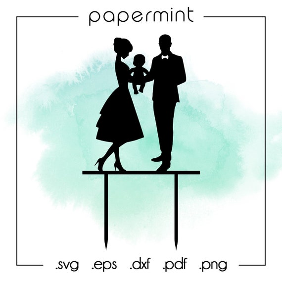 Download Family Silhouette Vector Cake Topper Downloadable Wedding Etsy