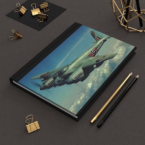 Vintage Aircraft Hardcover Journal, Airplane Notebook, De Havilland Mosquito Memorabilia, Gift for Aviation Enthusiasts, Pilot Diary, Travel