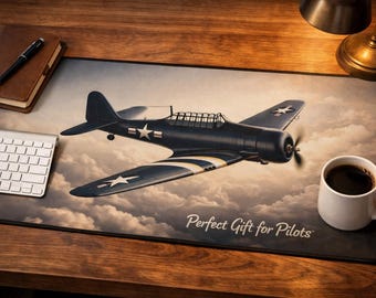 Vintage Aviation Airplane Mouse Pad, Retro Aircraft Desk Mat, Pilot Gift