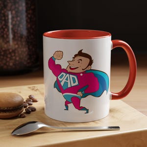 Funny Super Dad Coffee Mug, Gift for Father&#39;s Day, Office Mug, Novelty Tea Cup, Birthday Present, Ceramic Coffee Mug