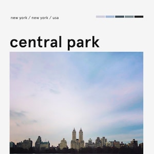 Mini Travel Poster, Central Park, New York City, Travel Photography, Digital Print, Travel Print