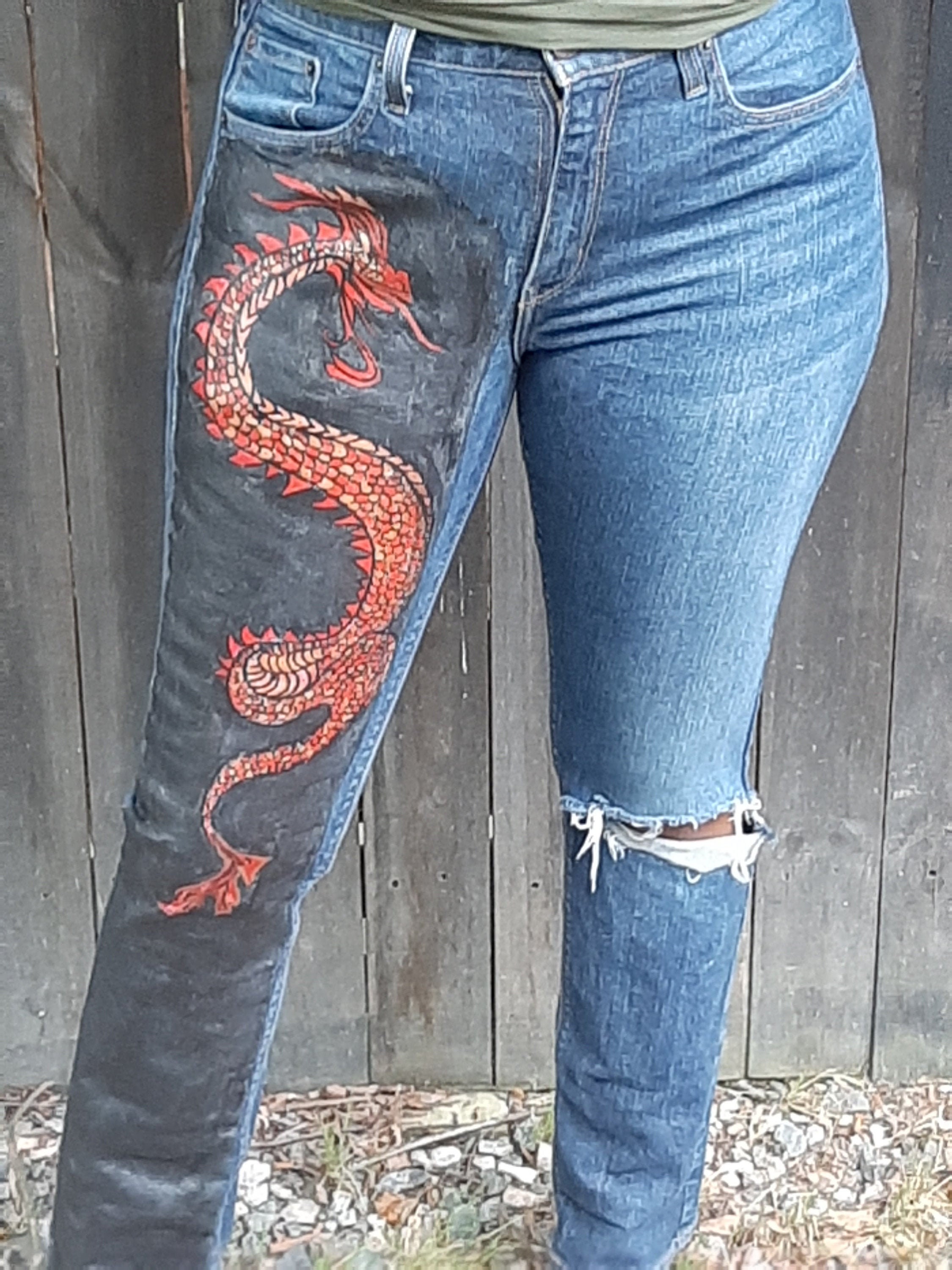 Red and Gold Upcycled Hand Painted 