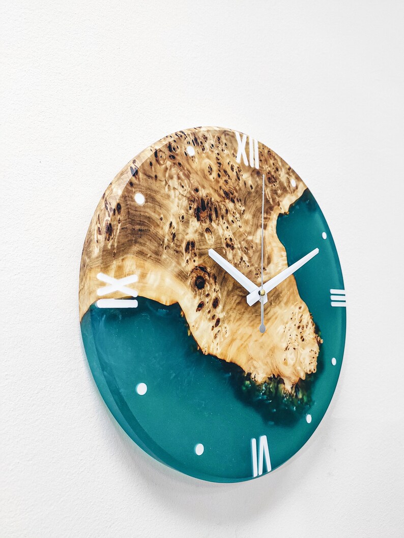 Epoxy and wood wall clock Wood clock epoxy resin wood epoxy Etsy