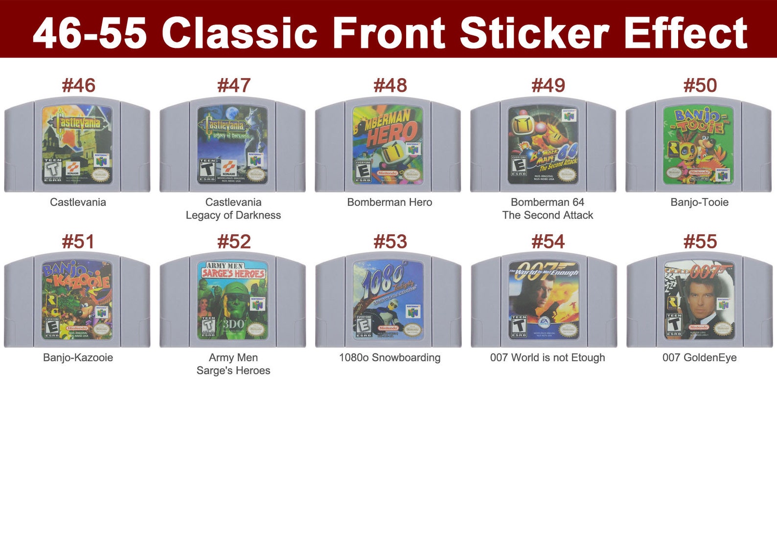 N64 game label for Nintendo 64 N64 Cartridge Spine Labels | Etsy