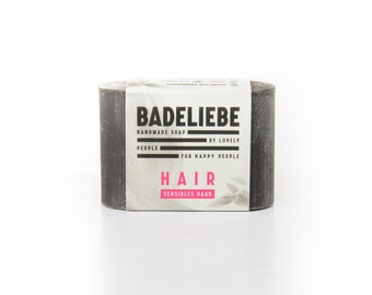 BADELIEBE HAIR -  Festes Shampoo für sensibles Haar mit schwarzer Tonerde