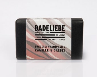 BADELIEBE - Hartseife Zunderschwamm mit Kamille & Salbei