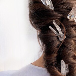 Quartz Hairpins, Crystal Hair Pins, Clear Quartz wedding hair, Crystal bridal hair accessory, Bridal hair comb, Wedding headpiece image 2