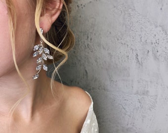 Boho wedding earrings,  Boho bridal earrings, Statement bridal earrings, Chandelier bridal earrings, Bridal cubic zirconia crystals earrings