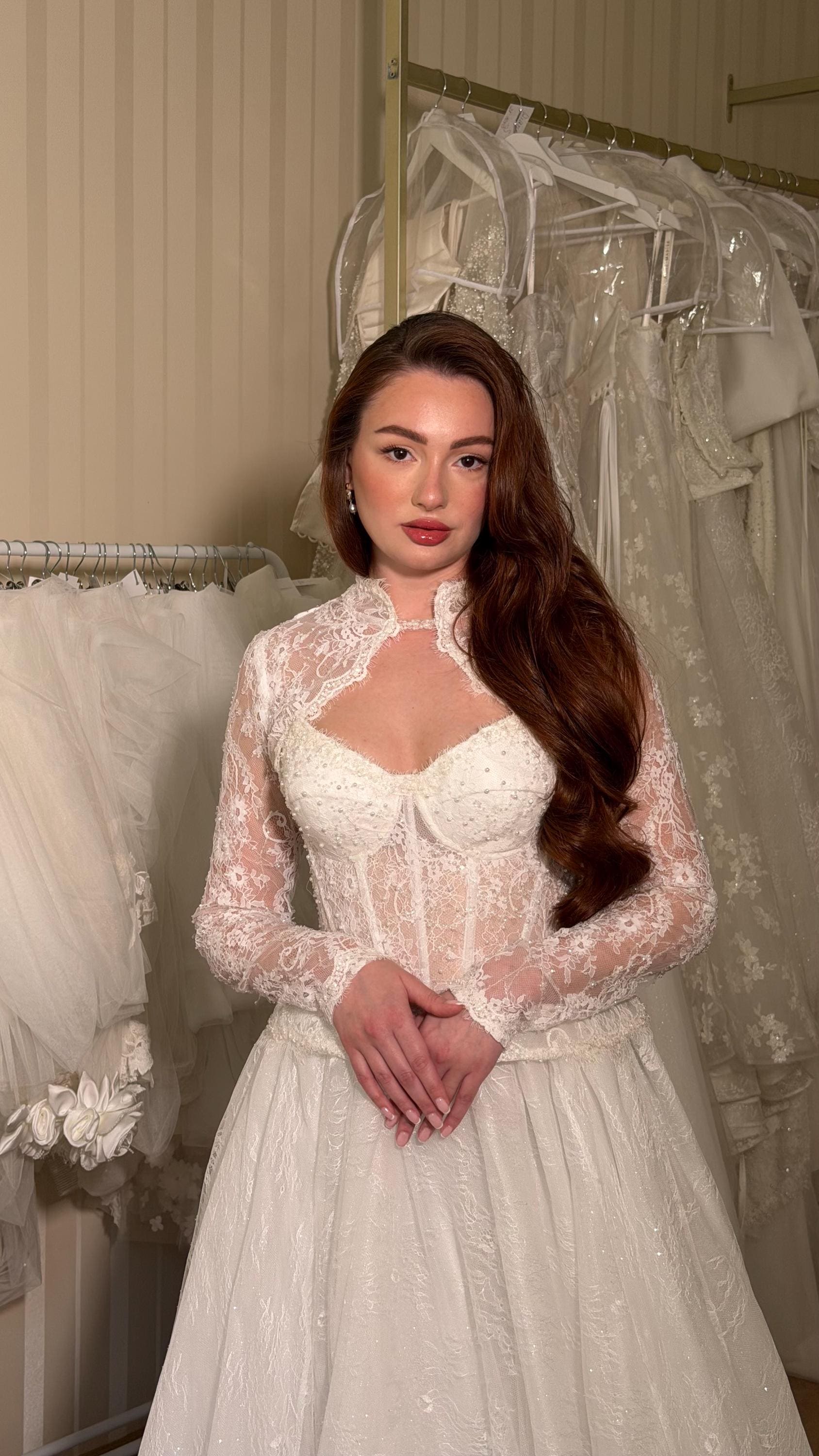 knee length dresses for ladies Madeline soft Chantilly lace edged veil – Betty Gets Hitched main image 1