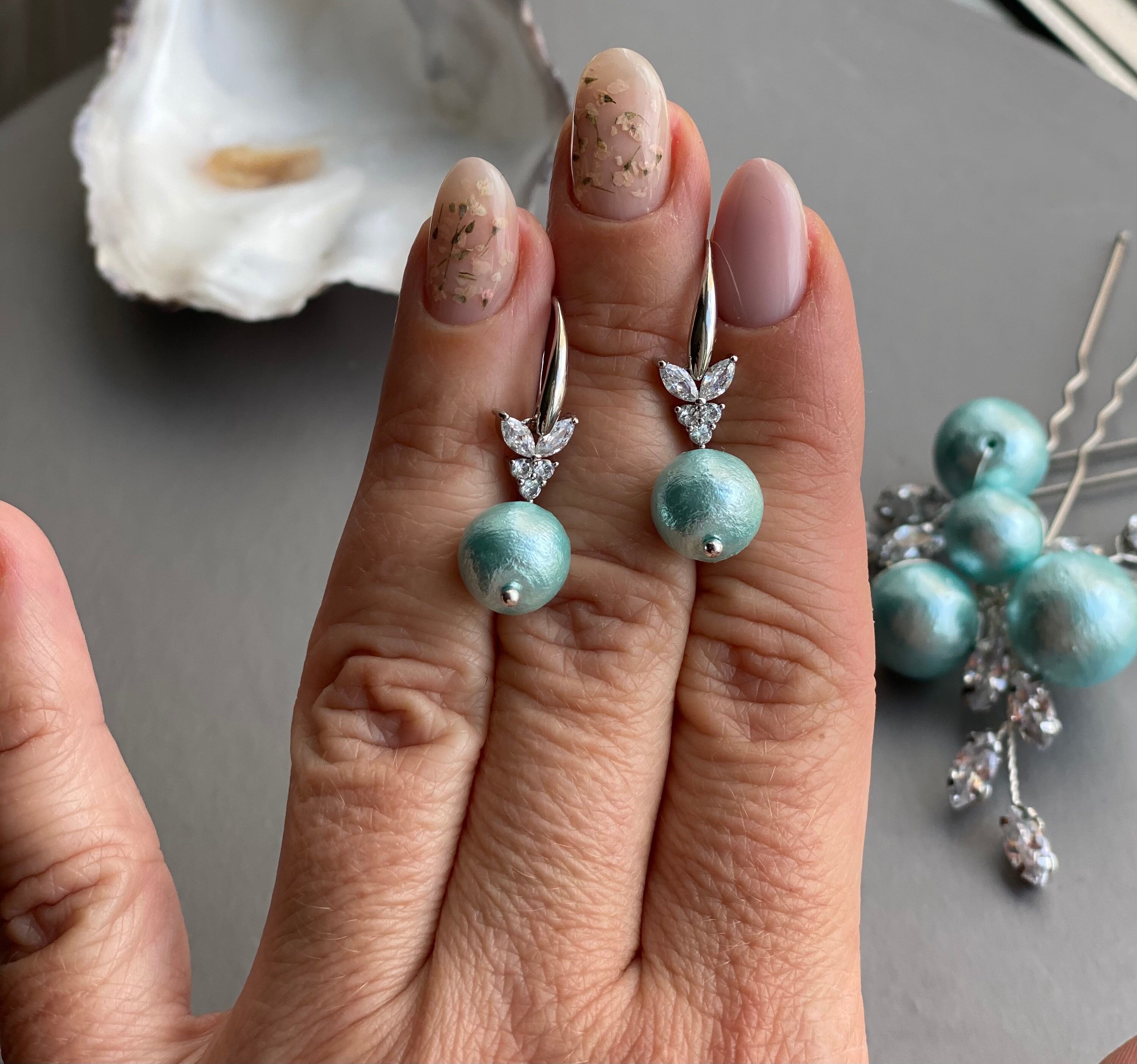Earent Türkise Haarnadeln Für Hochzeit & Besondere Anlässe | Mit Kristall-Strass, 2 Stück | Elegant & Handgefertigt