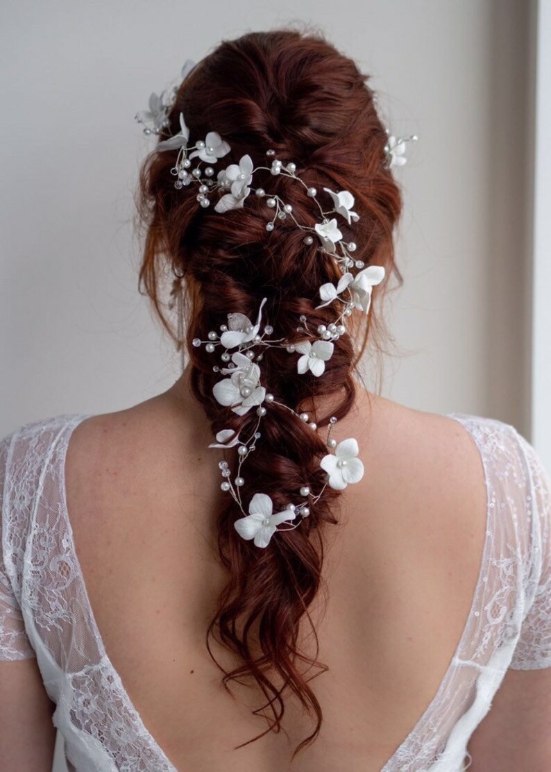Bridal Hair Vine Extra Long Hair Vine Wedding Floral Hair Etsy