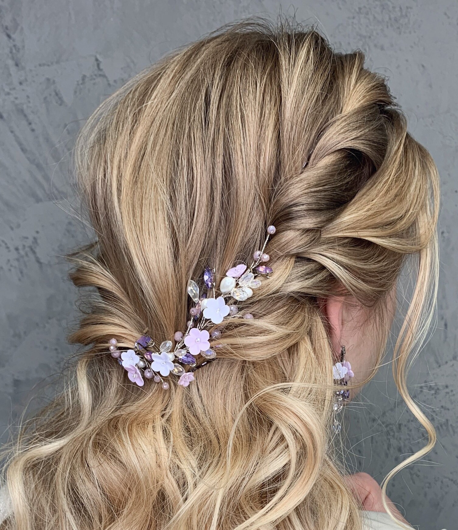 Lavender wedding jewelry set Violet jewelry ser Lilac bridal Etsy