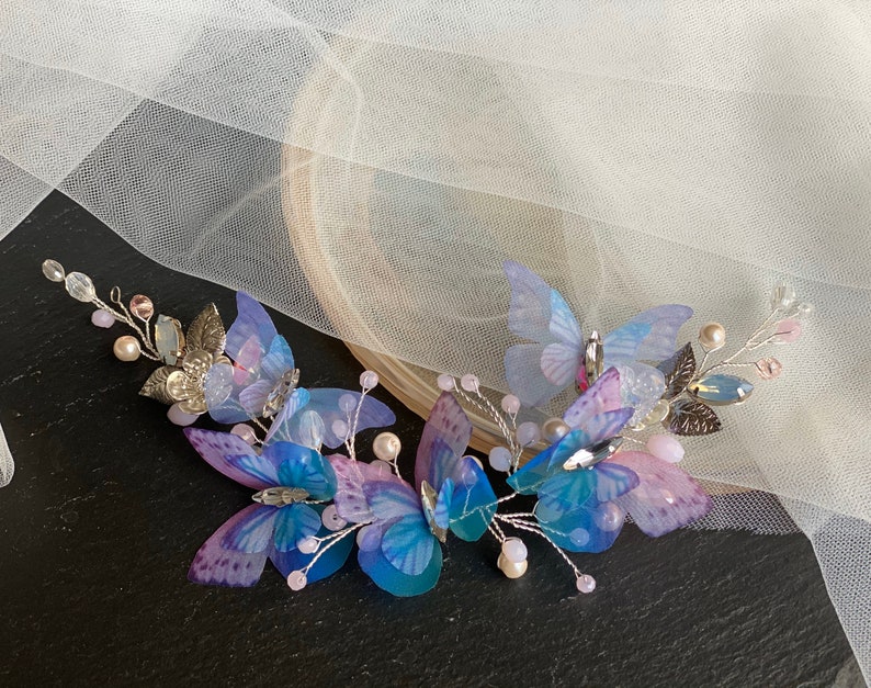Wedding Headpiece Butterflies Floral Hair Vine Bridal Etsy