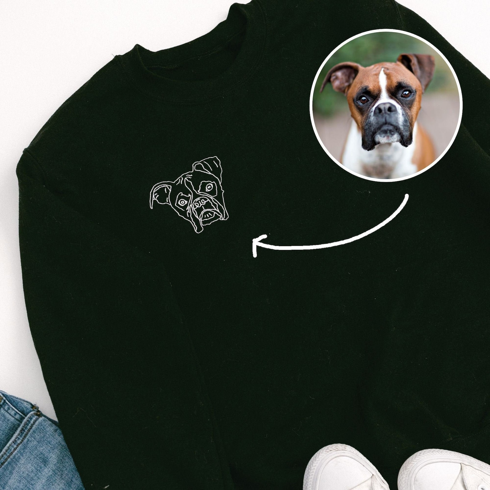 Embroidered Custom Pet Portrait Sweatshirt Dog Mom Gift Dog Etsy