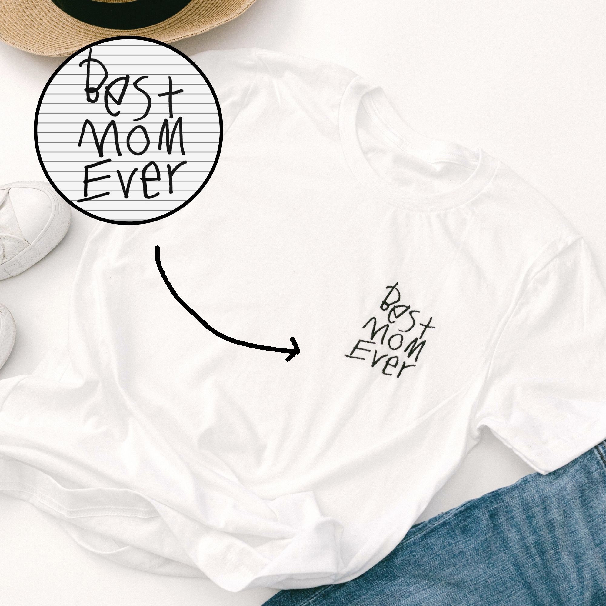 Embroidered Custom Handwriting Tee Personalized Gift Etsy