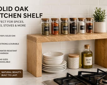 Over the Stove Shelf 10 cm Solid Oak Small Space Storage