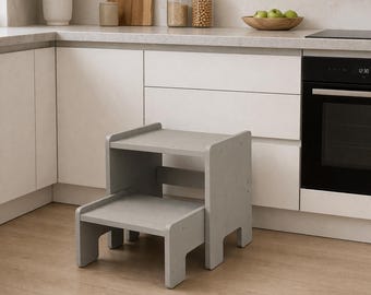 Tall Wooden Step Stool | Safe Kitchen Helper for High Cabinets | Adult Use