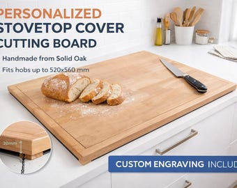 Personalized Oak Stovetop Cutting Board | Handmade Kitchen Essential (520x560 mm)
