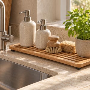 Holz waschbecken organizer