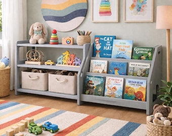 Montessori Bookshelf, Valchromat Toy Shelf, Kids Bookcase, Toddler Storage Furniture